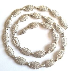 Vintage Art Deco necklace Filigree Silver tone 1920s openwork bridal wedding
